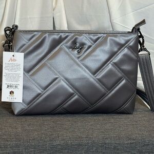 Lug Waltz Satin Luxe metallic pearl crossbody with wristlet and cb strap NWT